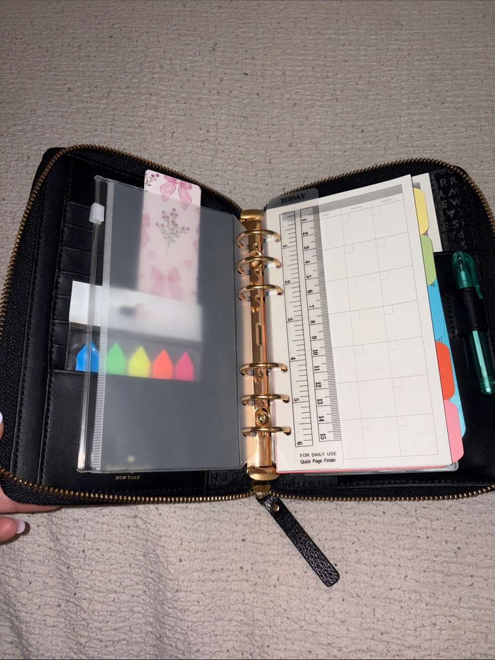 kate spade Black Leather Zip Around Agenda Journal NWOT - Picture 5 of 11
